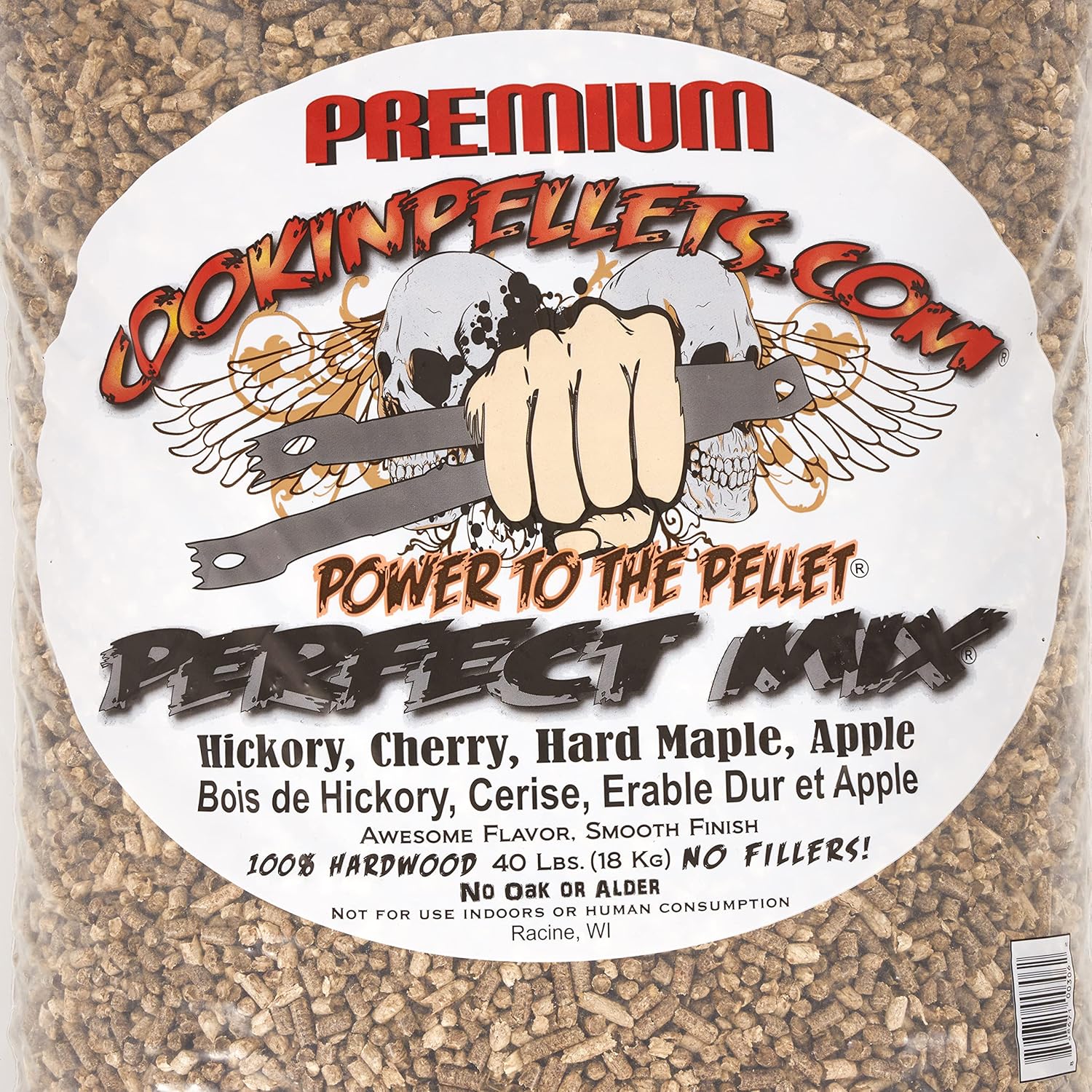CookinPellets Premium Hickory Grill Smoker Smoking Wood Pellets and Perfect Mix Hickory Cherry, Hard Maple, Apple Wood Pellets, 40 Pound