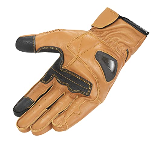 Genuine Leather Motorcycle Gloves Street Riding Gloves Knuckle Protection with Mobile Phone Touchscreen Motorbike Racing Cruiser Gloves