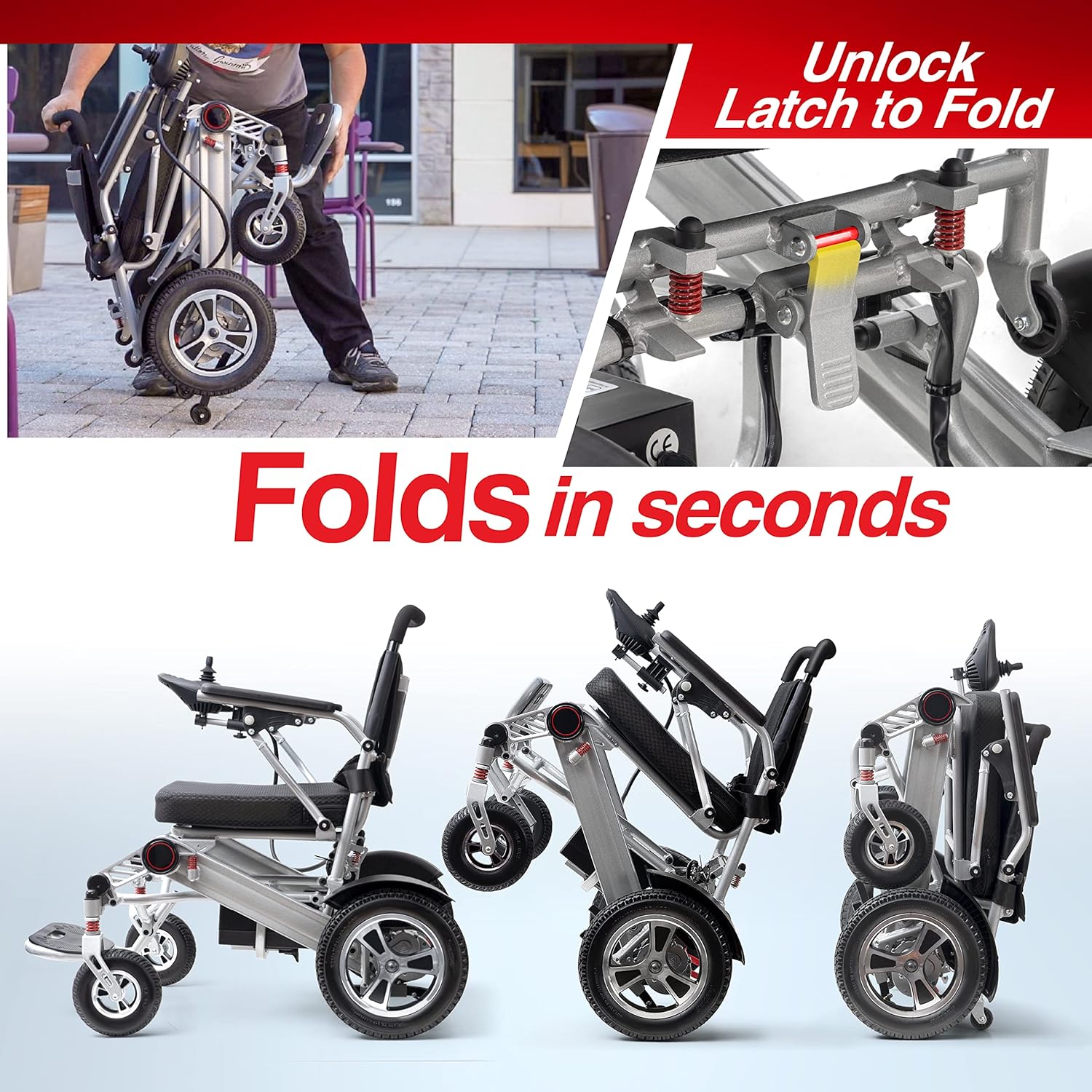 Gray Electric Wheelchair. Powerful Electric Wheelchair for Seniors