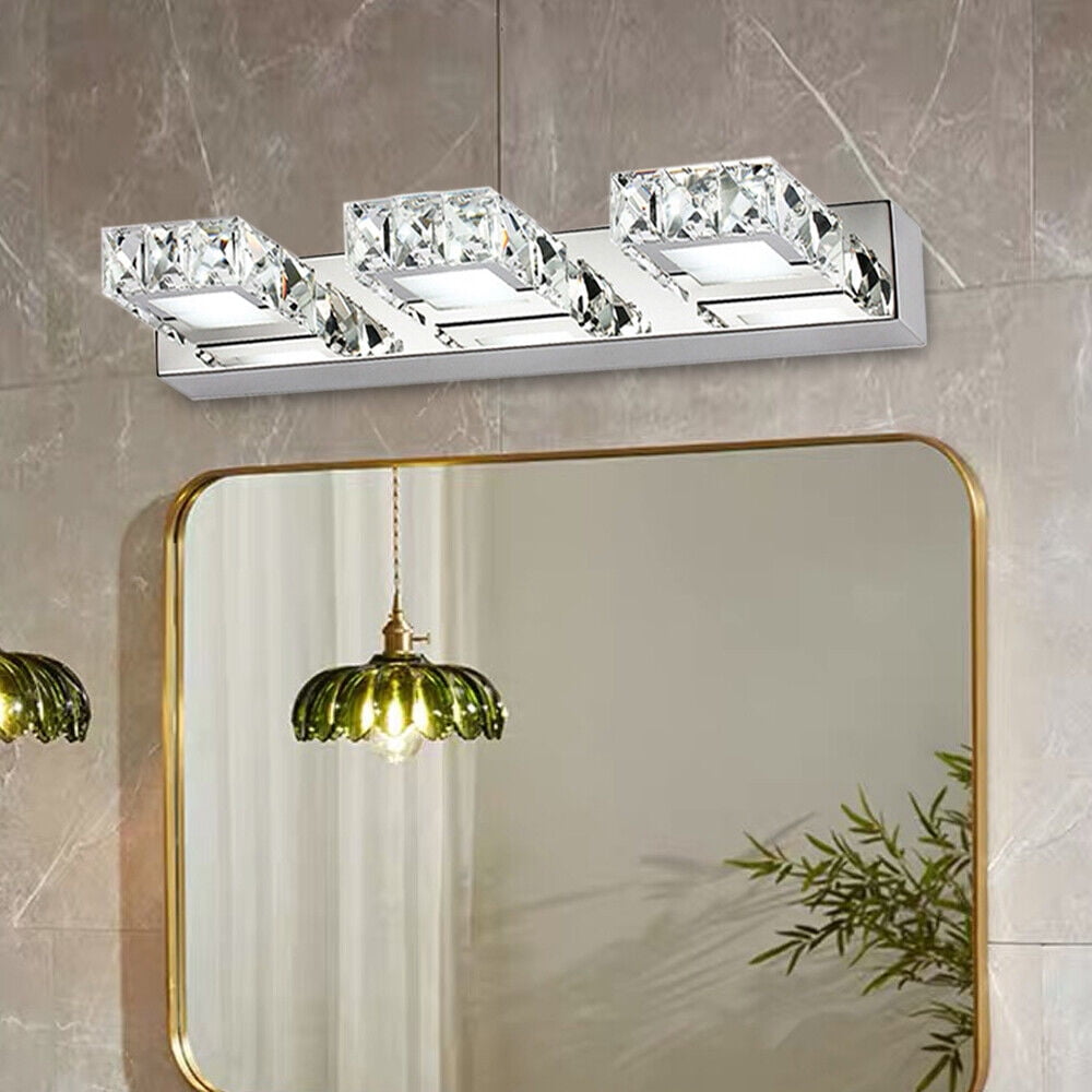 9W Modern Silver Crystal Makeup Mirror Wall-Lamp LED Make-up Vanity Light for Toilet Bathroom Bedrooms
