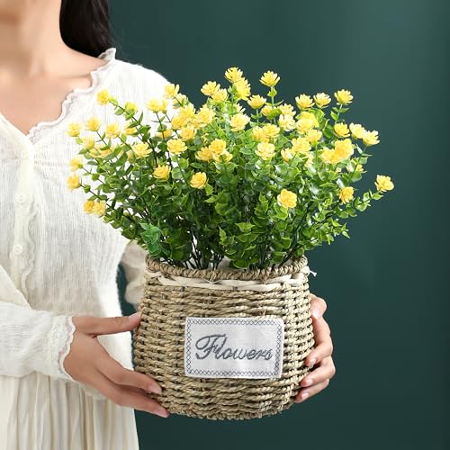 Yellow Artificial Flowers Outdoor,Yellow Fake Flowers Outdoor,UV Resistant Yellow Faux Flowers Outdoors,Front,Porch Decor,Yellow Artificial Flowers for Outdoors Clearance