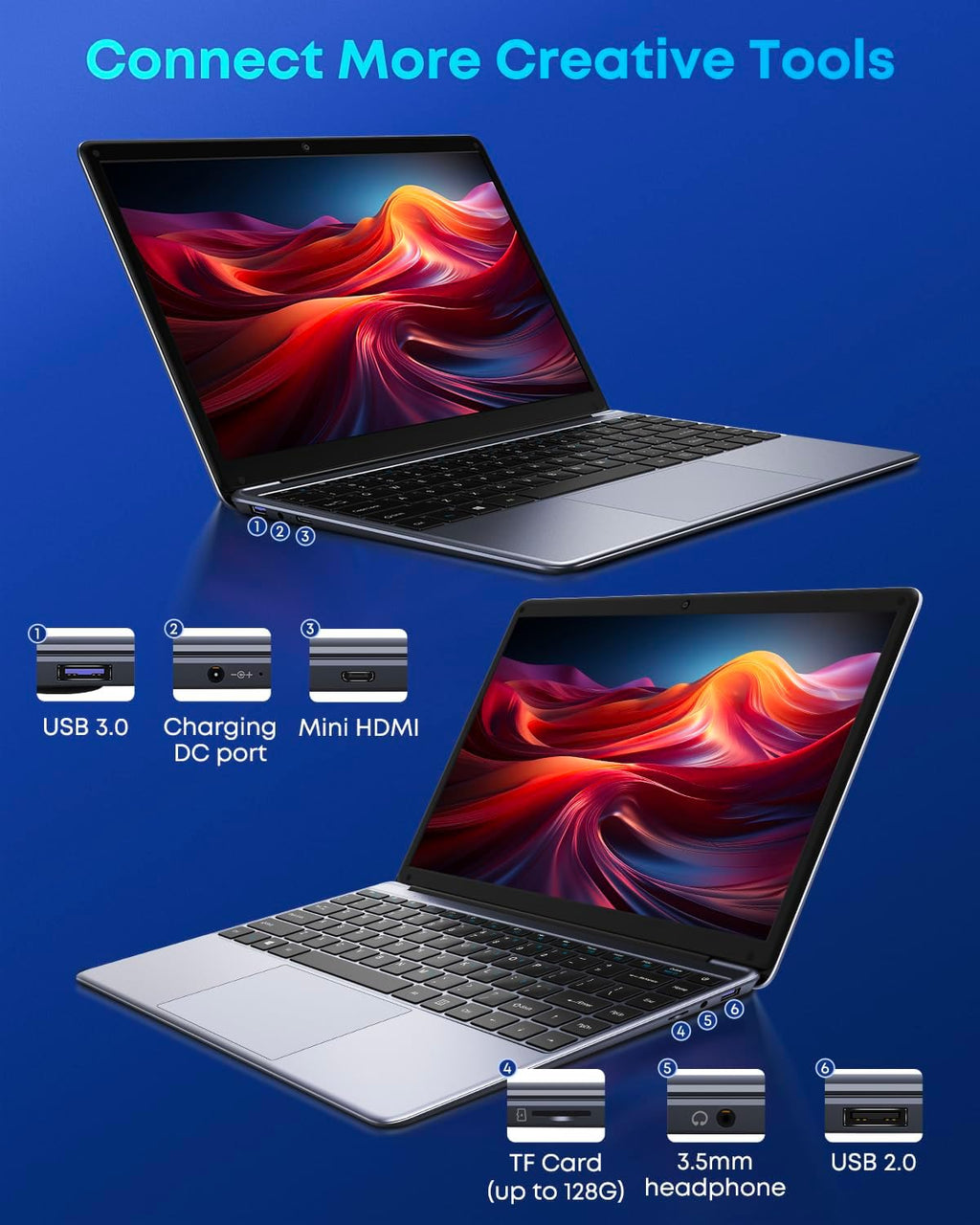 CHUWI HeroBook Pro 14.1'' Laptop with Travel Laptop Backpack, 256GB SSD 8GB RAM, Windows 11 Laptop, 1TB SSD Expand, Intel Celeron N4020(up to 2.8GHz), 2K FHD IPS Display