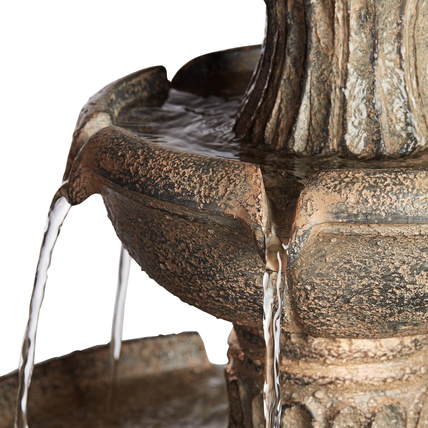 Farron Rustic Outdoor Floor Water Fountain 46" High with Light LED 3-Tiered for Garden Patio Yard Deck Home Lawn Porch House Relaxation Exterior Balcony Roof - John Timberland