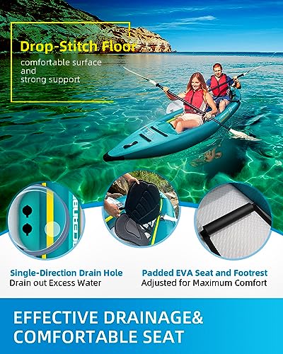 OCEANBROAD V1 Inflatable Sit-in Kayak, with Paddle(s), Kayak Seat(s), Pedal(s), Hand Pump and Bag