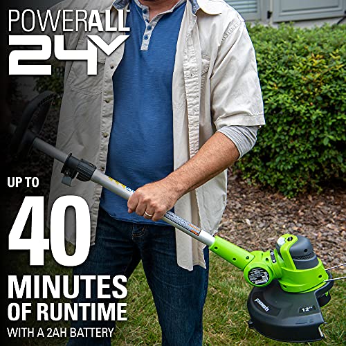Greenworks 24V 12 inch String Trimmer, 2Ah USB Battery and Charger Included ST24B215