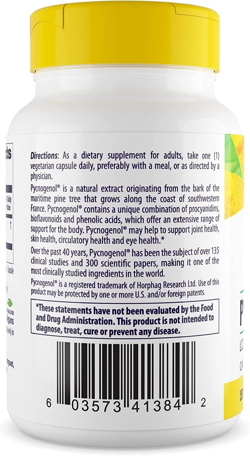 Healthy Origins Pycnogenol 150 mg - Premium Pine Bark Extract - French Maritime Pine Bark Extract for Heart Health, Skin Care & More - Gluten-Free & Non-GMO Supplement - 30 Veggie Caps