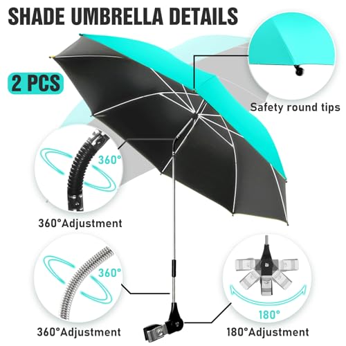 41.8" Chair Umbrella with Clamp, SPF50+, 360 ° Adjustable Umbrella for Chair, Camping Chair with Umbrella also for Beach Chair, Golf Carts(Not Include Chair)
