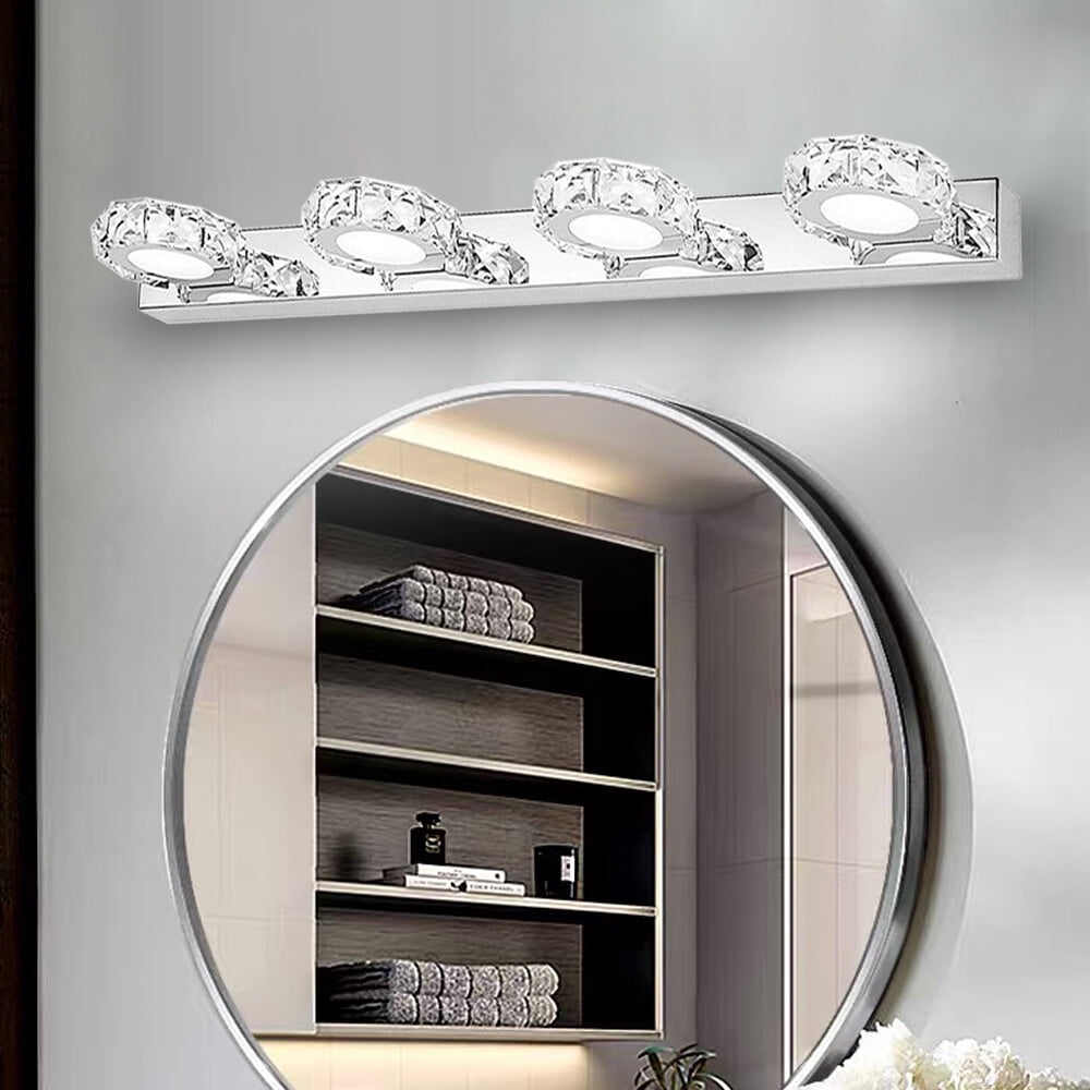 Modern LED Crystal Mirror Light Front Wall Lamp Bathroom Vanity Light Fixture for Bathroom, Mirror-front