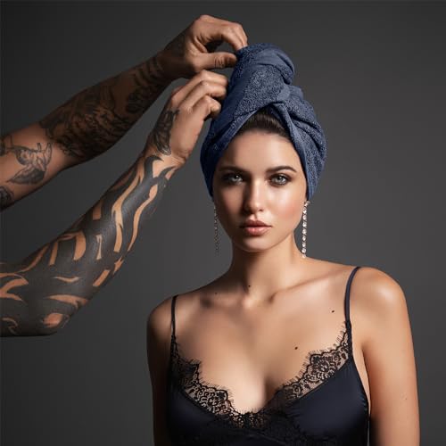 Fromm ColorSafe 100% Cotton Bleach Proof Salon Hair Towels for Hairstylists, Barbers, Spa, Gym in Black, 16" by 29", 6 count Absorbent Stain Resistant Towels for Drying Curly, Long, Wavy Hair