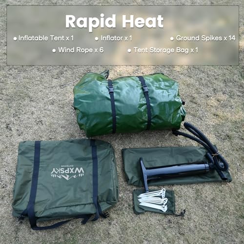Inflatable Tents Blow up Tents for Camping, 4-6 Persons 4 Season Oxford Cabin Tent with pump, Easy Setup Waterproof with Mesh Windows & Doors Outdoor Sandgold