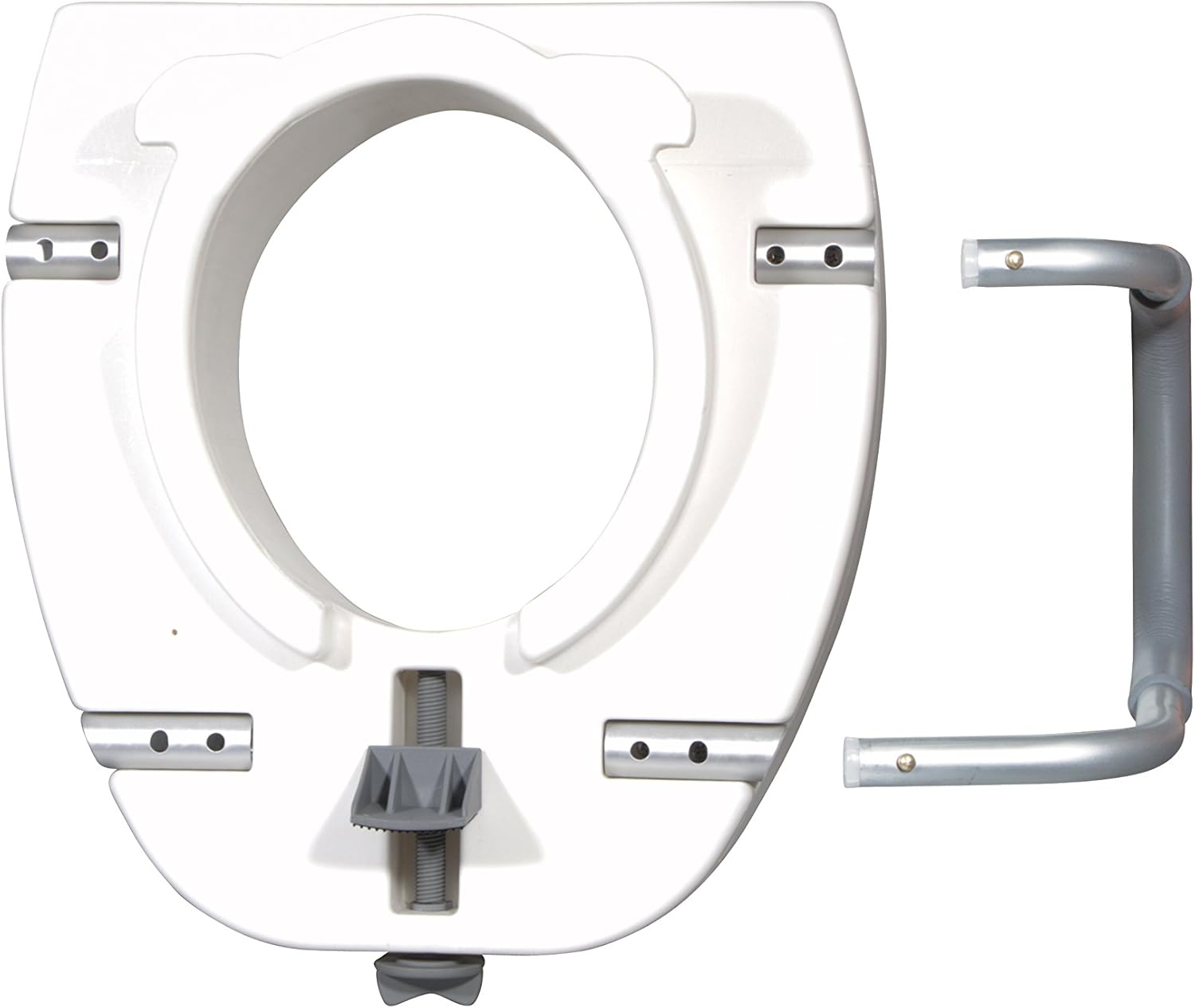 Drive Medical Premium Plastic Raised Toilet Seat with Lock and Padded Armrests, Elongated, Pack of 1