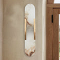 Sturdy Elongated Alabaster Shade Brass Sconce, Organic Texture Wall Light, Elegant Design Wall Lamp beside Mirror, for Hallway, Entryway, Bedroom, Living Room