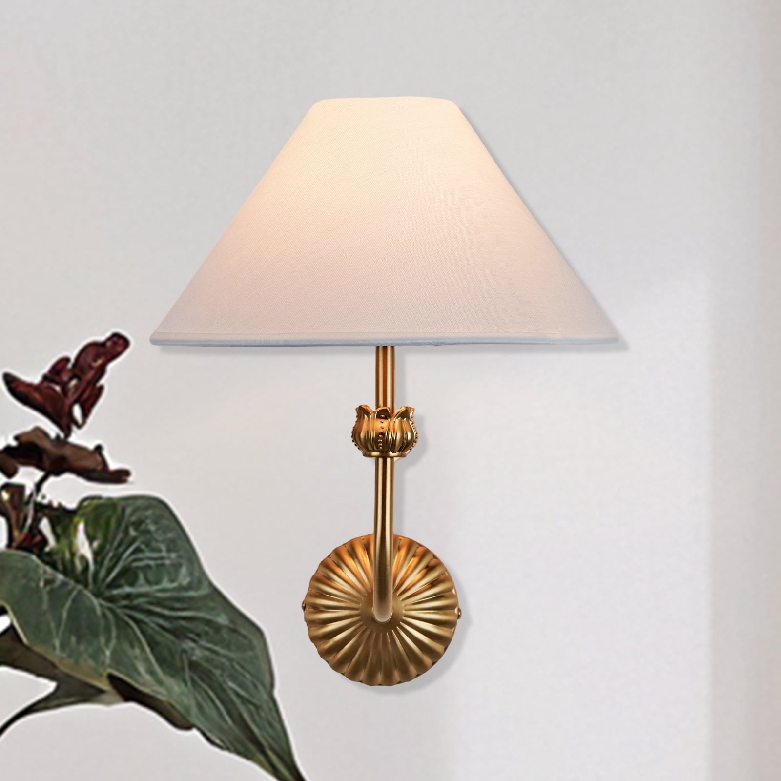 Elegant Modern Sconce, Mid-Century Brass Fixture with Linen Shade, Wall Lights for Living Room, Lounge Wall Lights, Wall Lights for Sitting Room