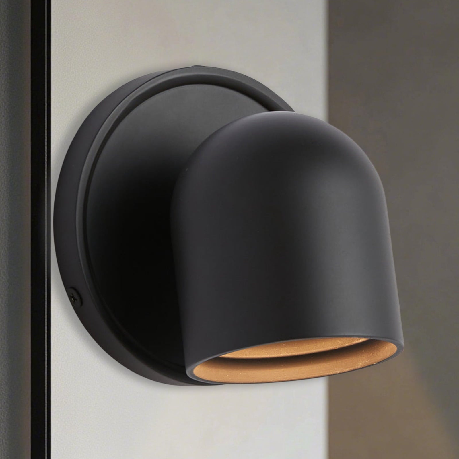 Industrial Small Dome Black LED Wall-Mounted Sconce, Unique Elegant Wall Light, Hand-polished Wall Lamp, Indoor Sconce for Bedroom, Living Room, Entryway, Hallway