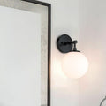Lighting Wall Light 1 Light Vintage Wall Sconce with Globe Glass, Bathroom Vanity Light in Matte Black for Bathroom & Bedroom XB-W1211-MBK