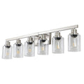 LuxDecor 6-Light Bathroom Vanity Light with Crystal Shades, Chrome Finish LED Wall Light (Bulbs Excluded)