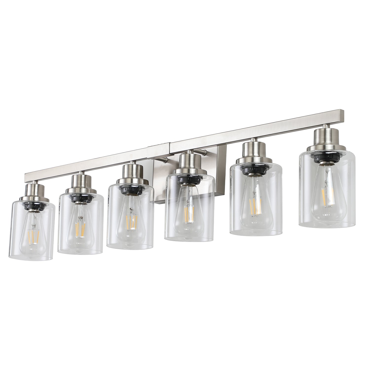 LuxDecor 6-Light Bathroom Vanity Light with Crystal Shades, Chrome Finish LED Wall Light (Bulbs Excluded)