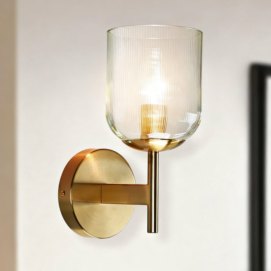 Minimalist Aged Brass Tulip Single Sconce, Elegant Vanity Light, Modern Wall Lamp, Hand-Made Wall Mounted Light beside Mirror, for Entryway, Hallway, Living Room
