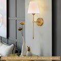 Wall Sconces Sets of 2, Hardwired Classic Brushed Brass Sconces Wall Lighting, Bathroom Vanity Light Fixture with Fabric Shade for Bedroom Living Room Hallway Kitchen, Gold