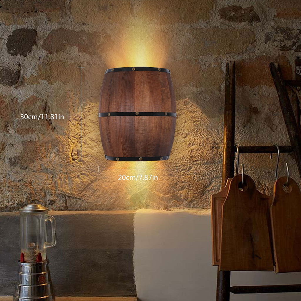 Wood Wine Barrel Wall Lamp Wall Light Fixture Sconce Lighting Home Decoration