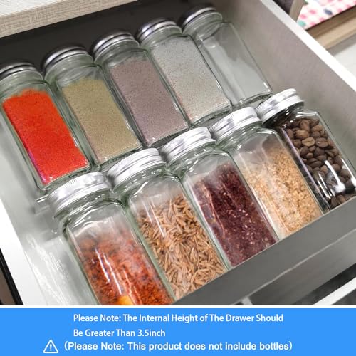 Acrylic Seasonings Spice Rack,4 Tier,Expandable From 9" to 18",Acrylic Spice Drawer Organizer,Organize and Display Your Spices,and Seasonings(Jars not included)