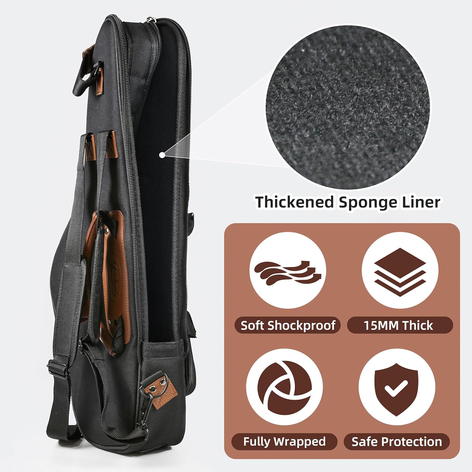 Alto Saxophone Case - Waterproof Oxford Cloth Double Zipper Design Double Shoulder Straps Portable Alto Saxophone Carrying Saxophone Case