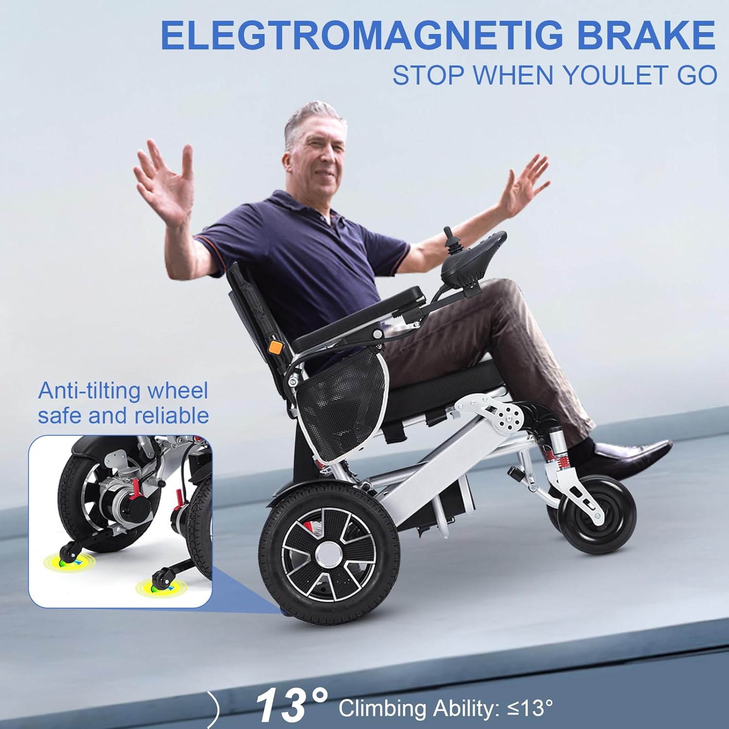Electric Wheelchairs for Adults Intelligent Lightweight Foldable Electric Wheelchairs Power Wheelchairs for Seniors Compact Portable Airline Approved All Terrain Motorized Wheelchair