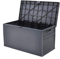 75 Gallon Outdoor Storage Deck Box Patio Sun-proof Woodgrain Patio Storage Box for Patio, Garden, Balcony,Grey