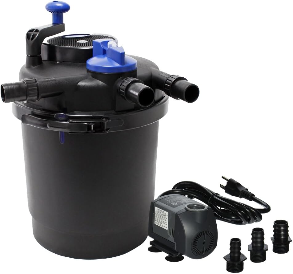 CNZ CPF-2500 Bio Pressure Pond Filter with 13w Clarifier with 1200 GPH Pump, Up to 1600 Gallon
