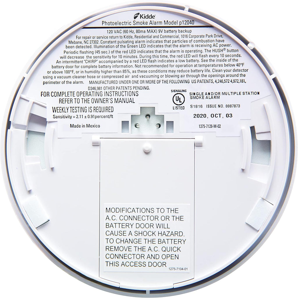Kidde Hardwired Smoke Detector with 9-Volt Battery Backup, Photoelectric Smoke Alarm, Battery Included