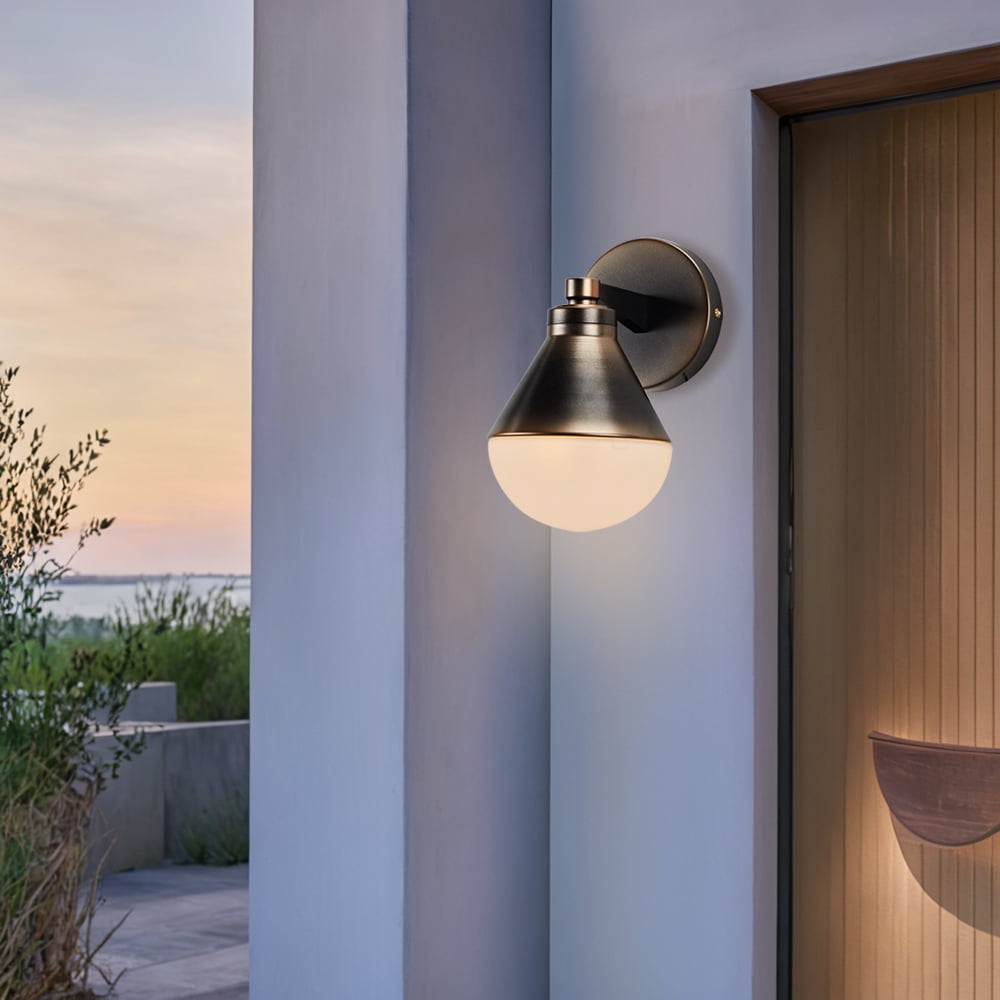 Modern Bronze Vanity Light, Wall-Mounted Sconce with Semi Globe Glass Shade, Hand-polished Wall light, Single indoor Sconce Beside Mirror, for Bathroom, Bedroom, Living Room, Entryway, Hallway