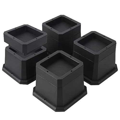 BTSD-home Adjustable Bed Risers 1 or 2 Inch Heavy Duty 8 Pack Furniture Risers Dorm Bed Risers Table Desks Legs Extenders Blocks Black