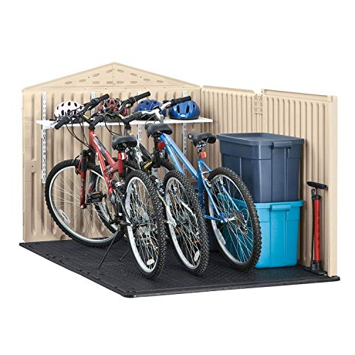 Rubbermaid Slide-Lid Resin Outdoor Storage Shed (5 x 6.5 Ft),Weather Resistant, Beige/Brown, Organization for Home/Backyard/Garden Tools/Lawn Mower/Bike Storage/Pool Supplies