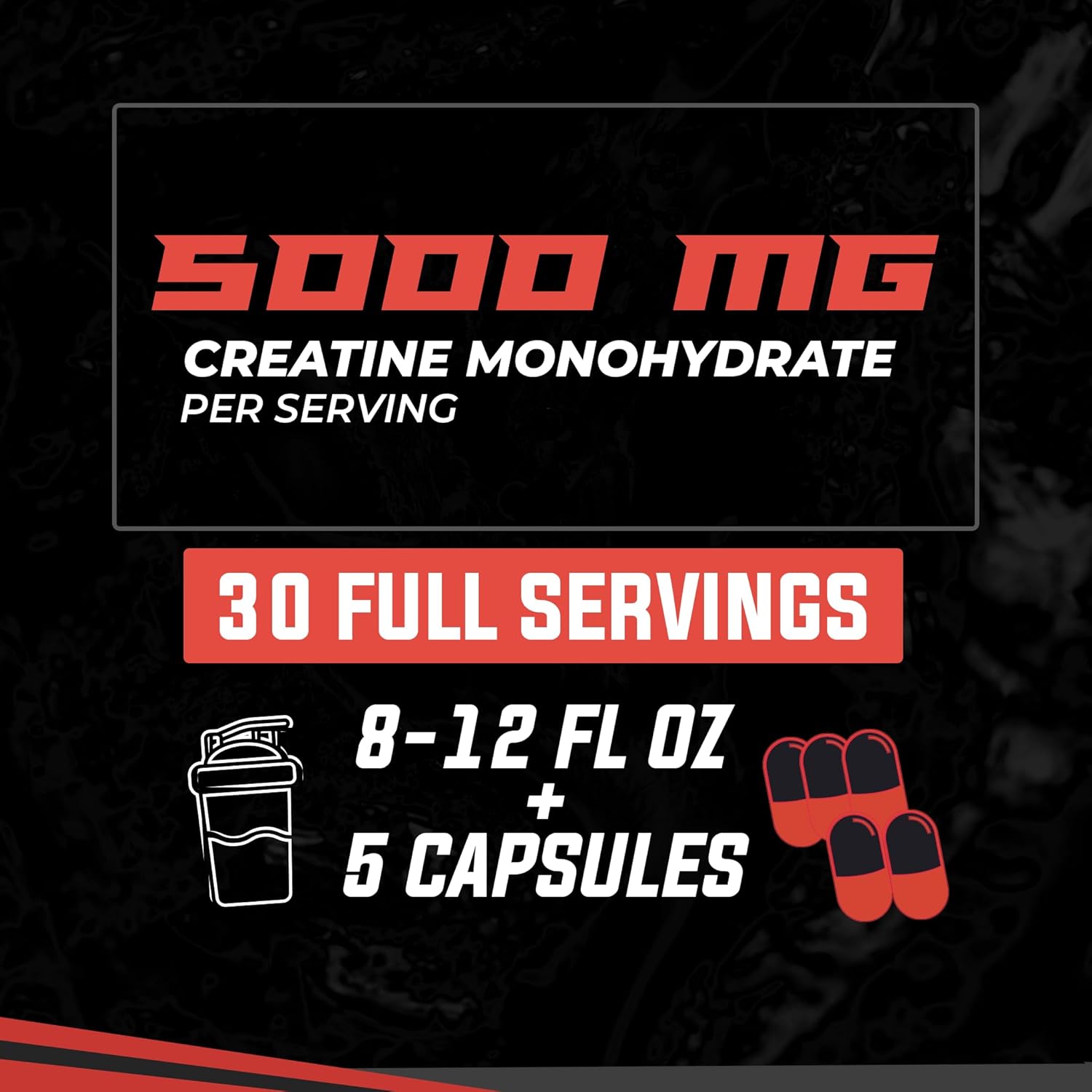 Huge Supplements Creatine Monohydrate Pills, 5g Per Serving, Clinically Dosed to Support Lean Muscle Growth, Recovery & Performance, Convenient Capsules (30 Servings)