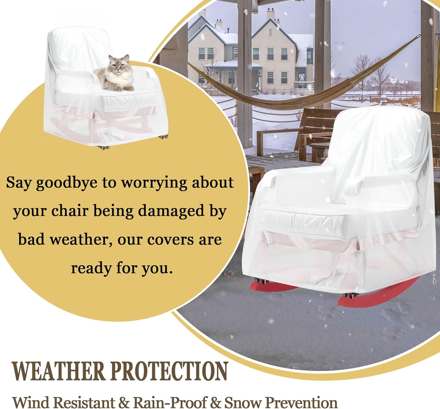 Patio Rocking Chair Cover, Swivel Rocker Chair Cover for Outdoor Furniture, 27.5''W x 32.5''D x 39''H, Patio Swivel Chair Covers Waterproof, Translucent Frosted PVC (1)