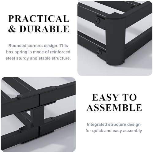 4 Inch Box Spring for Full Bed,Full Size Box Spring Only,Heavy Duty Mattress Foundation,Metal Bed Base,Non-Slip,Easy Assembly