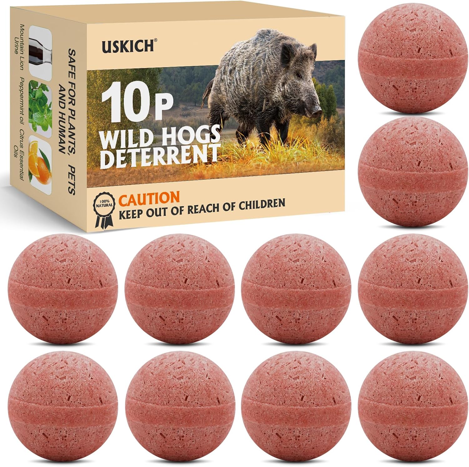 10 Pack Wild Hog Scram All Natural Wild Pigs, Feral Hogs and Javelina Repellent for farm, garden, yard, lawn, backyard, trees.