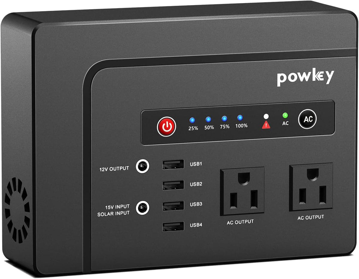 Powkey Portable Power Station 200W and 100W Portable Solar Generator, 146Wh / 97.68Wh Portable Battery Pack with DC USB AC Outlets, Lithium Battery Backup for Camping Travel RV Outdoor Home Outage