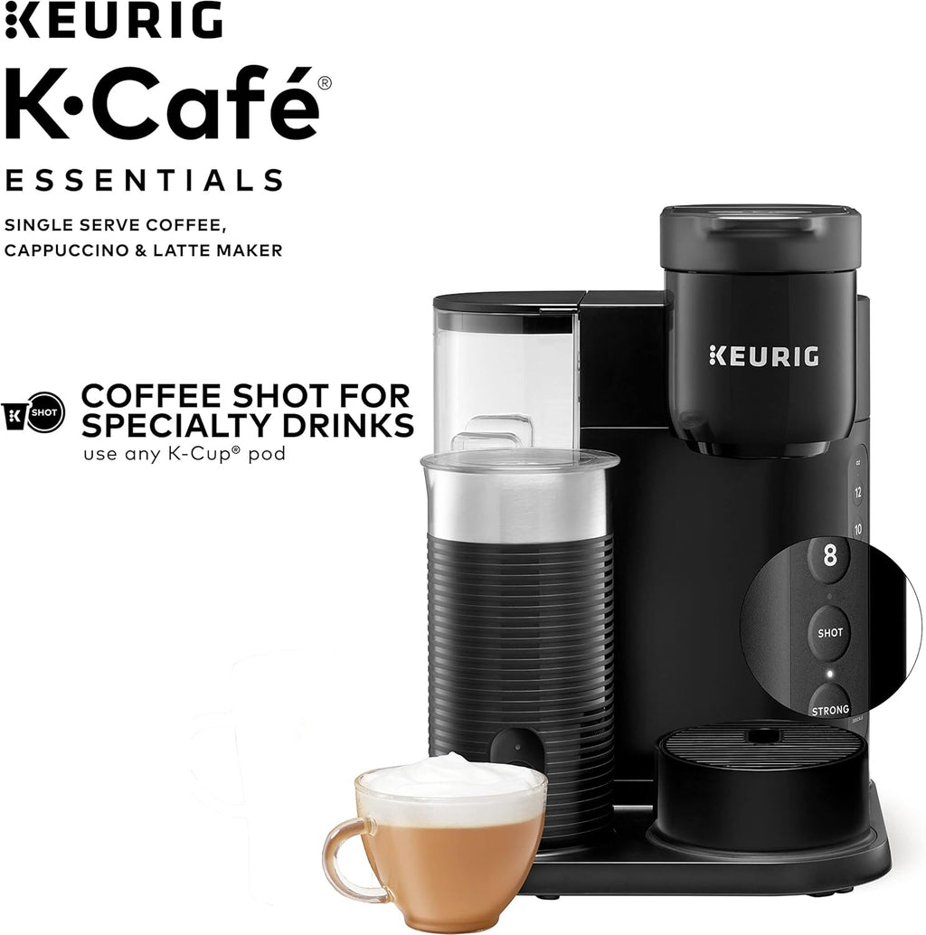 K-Cafe Essentials Single Serve K-Cup Pod Coffee, Latte and Cappuccino Maker, Black