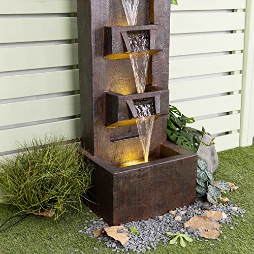 Tall Floor Outdoor Fountains and Waterfalls with Lights Indoor Water Fountain Outdoor Modern Cascading Floor-Standing Indoor Outdoor Fountain