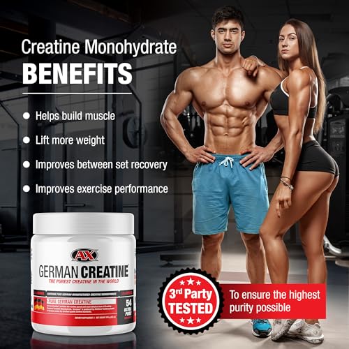 Pure Creapure Micronized Creatine Monohydrate Powder, Promotes Muscle Growth, Increase Muscle Mass, Enhance Strength, 99.99% Purity, 3rd Party Tested, 270g (54 Servings)