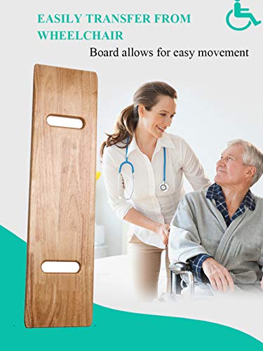 Wooden Slide Transfer Board with Handles, 500 lb Capacity Heavy Duty Slide Boards for Transfers of Seniors and Handicap, 30 x 8 x 0.7