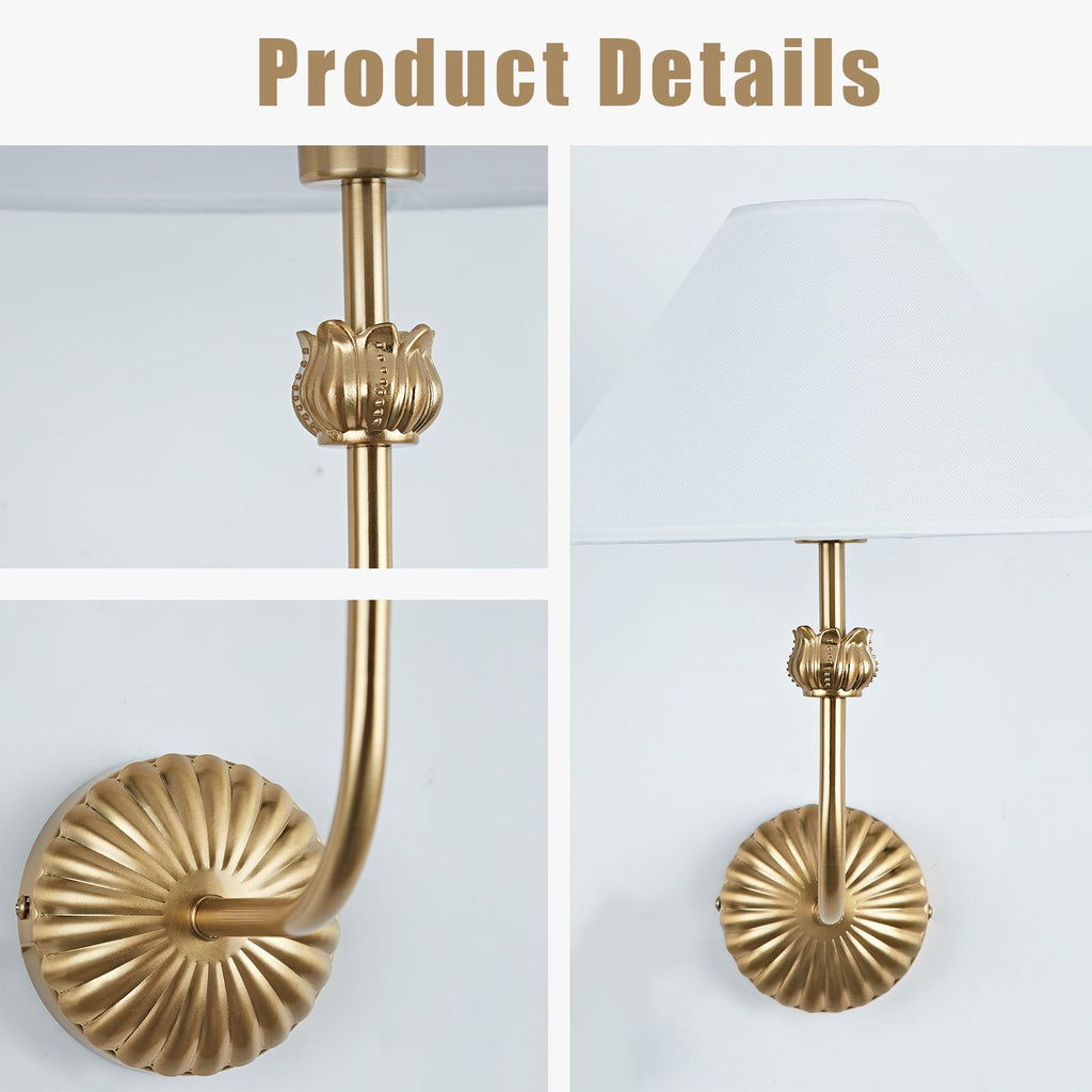 Elegant Modern Sconce, Mid-Century Brass Fixture with Linen Shade, Wall Lights for Living Room, Lounge Wall Lights, Wall Lights for Sitting Room