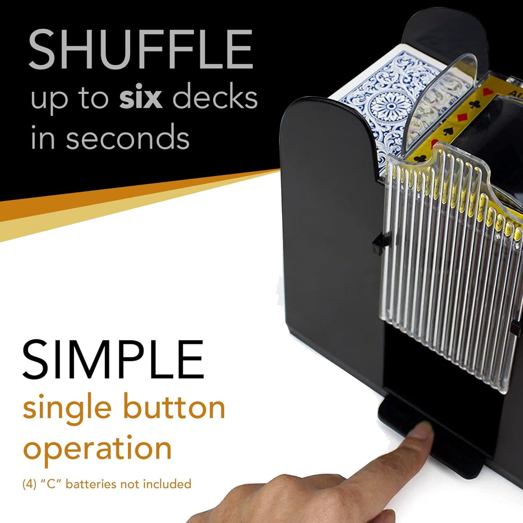 Brybelly Automatic Card Shuffler 6 Deck - Battery Operated Card Shuffler for Standard-Size Cards - Single Button Operate