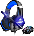 BENGOO GM-5 Stereo Gaming Headset for Xbox One, PS4, PC with Mouse, Noise Cancelling Over Ear Headphones with Mic, LED Light, Gaming Mouse Wired with 3200 DPI Adjustable and 6 Programmed Buttons