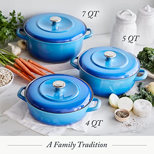 Merten & Storck German Enameled Iron, Round 5.3QT Dutch Oven Pot with Lid, Foundry Red