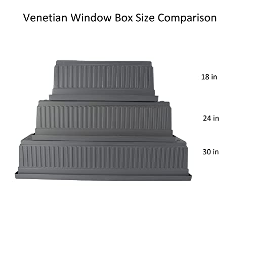 The HC Companies 30 Inch Venetian Rectangular Window Planter Box - Lightweight Plastic Indoor Outdoor Plant Pot with Drainage for Windowsill, Herbs, Flowers, Chocolate
