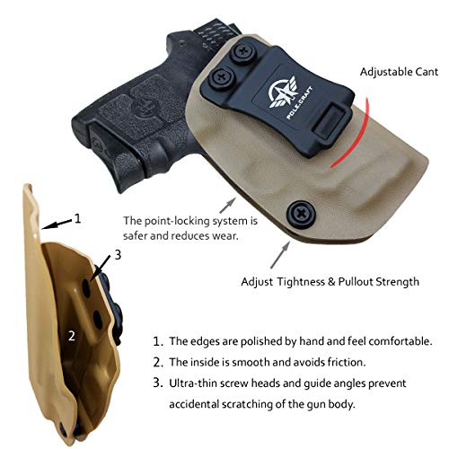 Bodyguard 380 Holster IWB Kydex Holster Custom Fit: Smith & Wesson M&P Bodyguard 380 / Bodyguard 380 with Integrated Laser Pistol - Inside Waistband Concealed Carry - Adj. Cant Retention - Cover Mag-Button - No Wear - No Jitter
