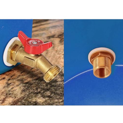WADEO Brass Rain Barrel Spigot, Rain Barrel Quarter Turn Ball Valve Spigot with Bulkhead Fitting