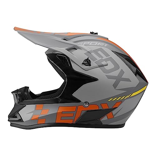 Motocross Helmet Set with Goggles Gloves Mask , DOT Certified Outdoor Adventure Dirt Bike Racing Crash Helmet Youth Men Women Off-Road ATV BMX MX Helmet Grey/Orange S~XL